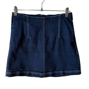 Express Women's Slim A-Line Denim Mini Skirt Dark Wash Size 6 High Rise